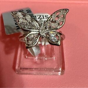 New  Moissanite Sterling Butterfly Ring Size 6